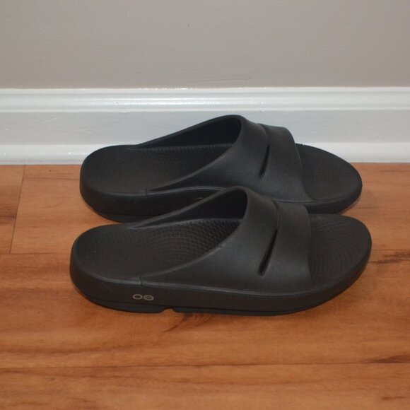 OOFOS Women's OOahh Black Platform Heel Women’s Comfort Slide Sandals Size 9 - Picture 2 of 7
